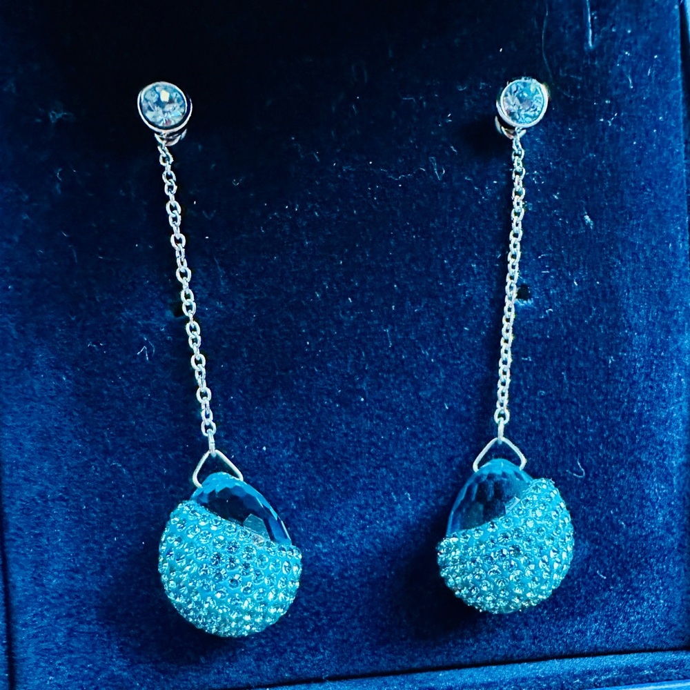 Swarovski Galore - Elegant Blue Crystal Drop Earrings